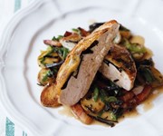 Pan-roasted guinea fowl with truffles and leek recipe